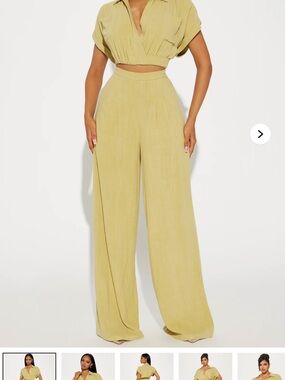 High-Waist Wide-Leg Linen Blend 2 piece set